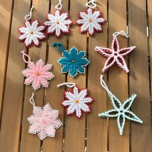 Vintage Plastic Snowflakes Ornaments